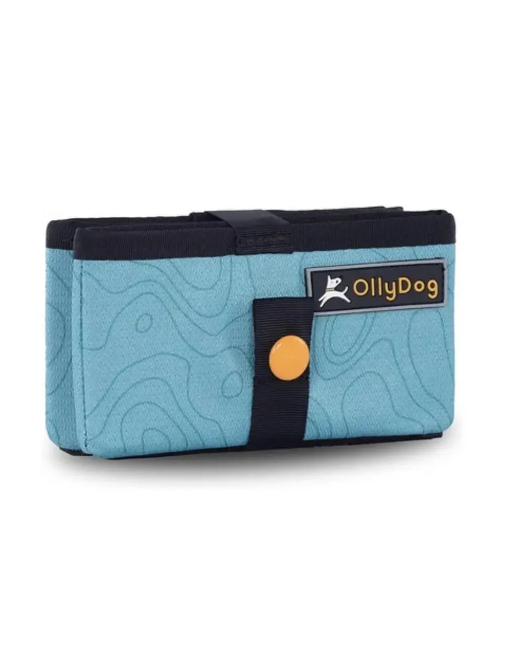 (RGB1) OllyDog Crumple Travel Bowl Blue Swirl Collapsible Dog Food Water Bowl